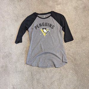 Women's Pittsburgh Penguins Baseball 3/4 Length T-Shirt